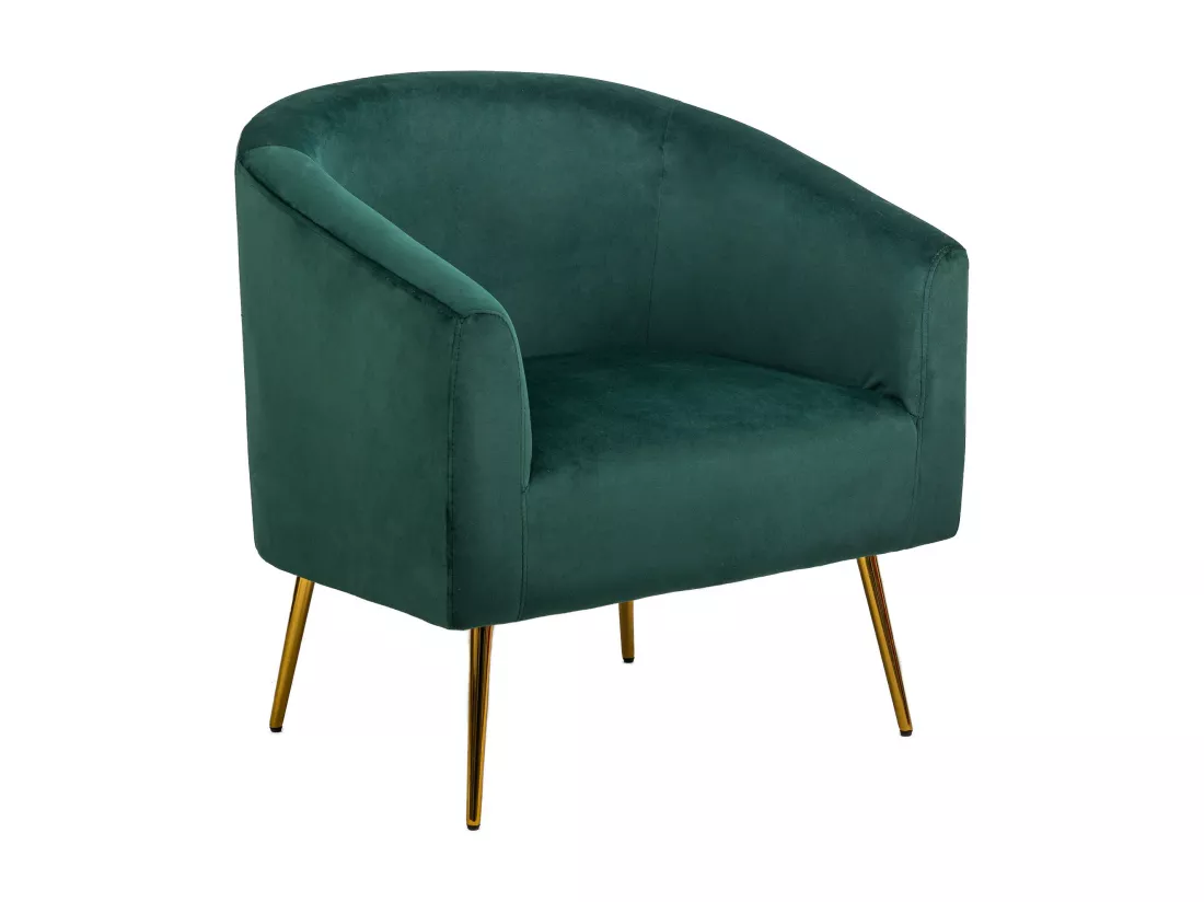Fauteuil de salon en métal et velours vert style retro