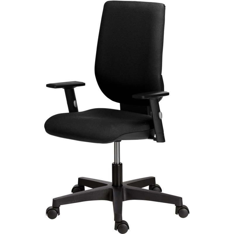 Chaise de bureau NAO tissu - dossier réglable en hauteur - avec ou sans accoudoirs - Mécanisme Contact permanent- Pieds noirs