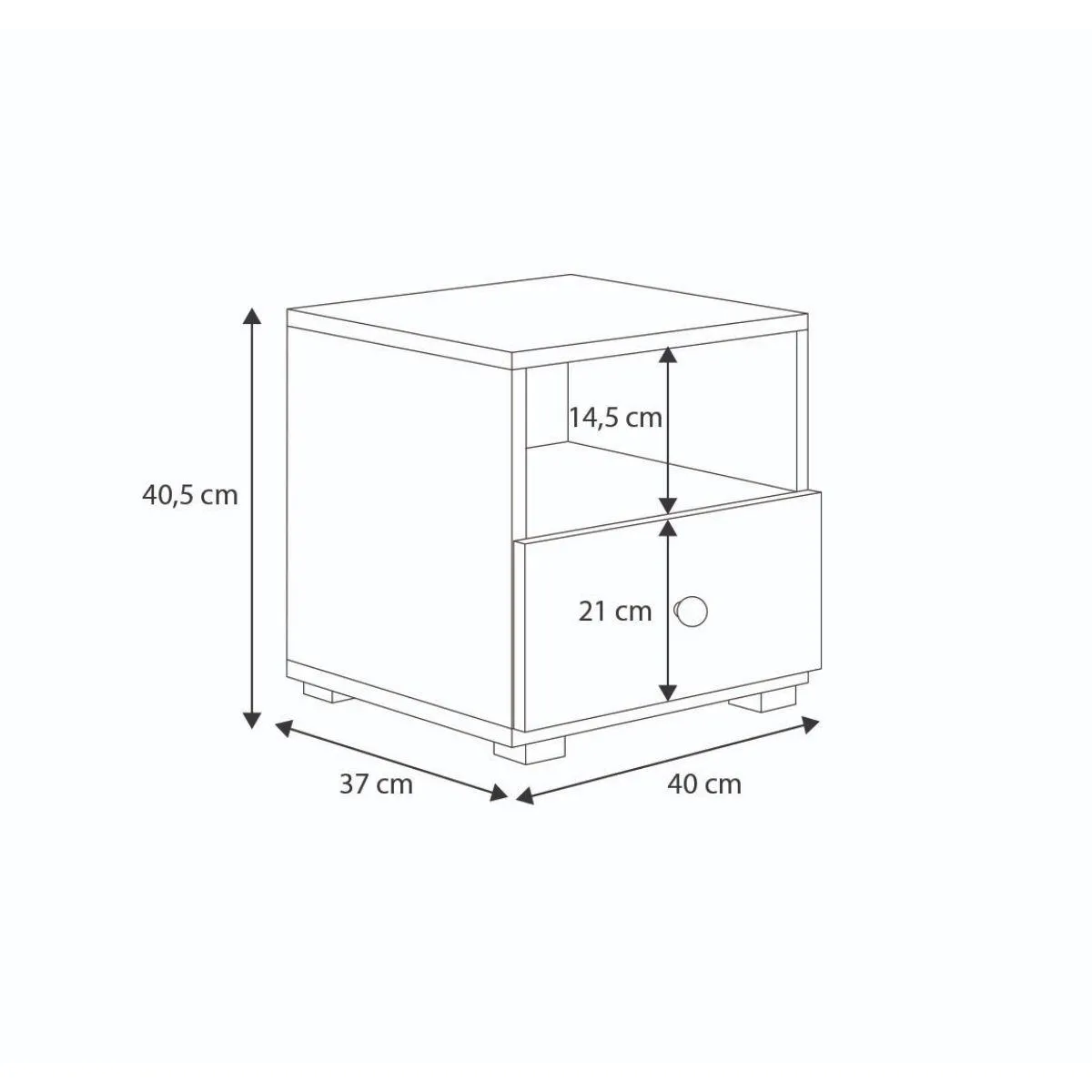 kobi Table de Chevet Emi - Tiroir gris