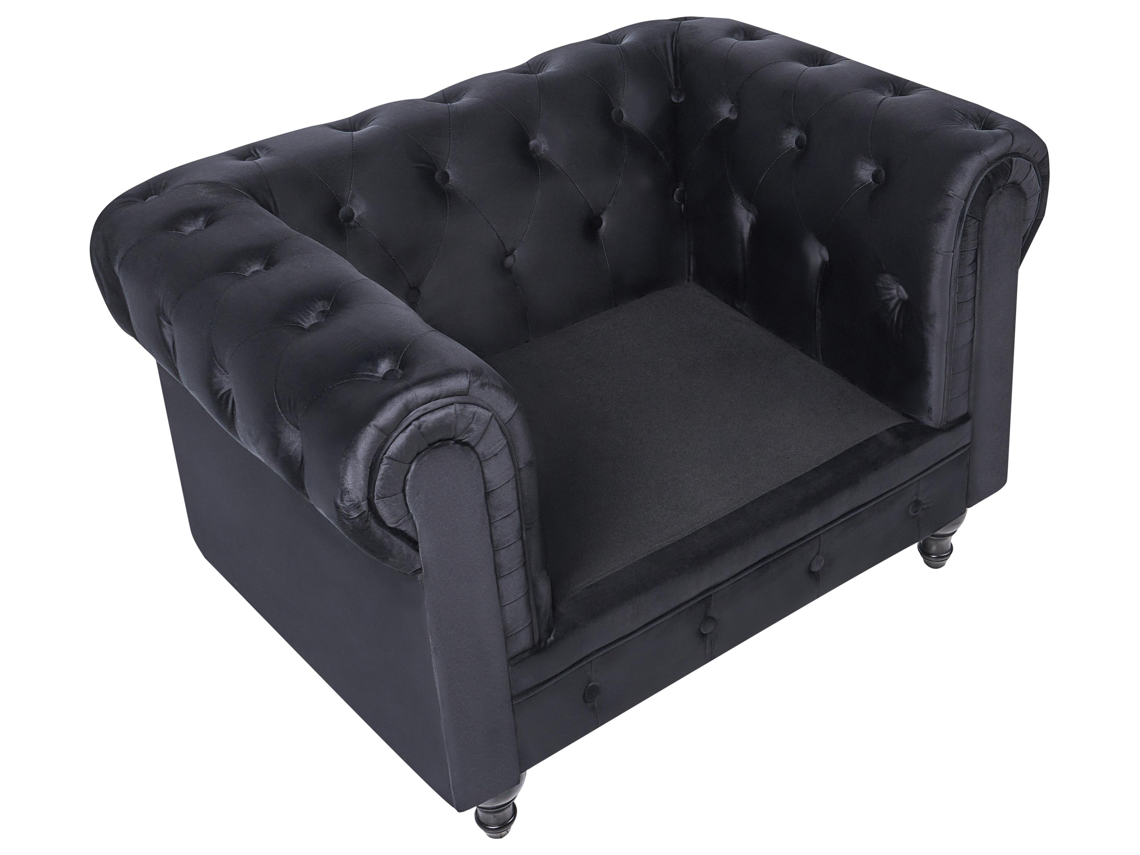 Bankenset 4-zits CHESTERFIELD Fluweel Zwart