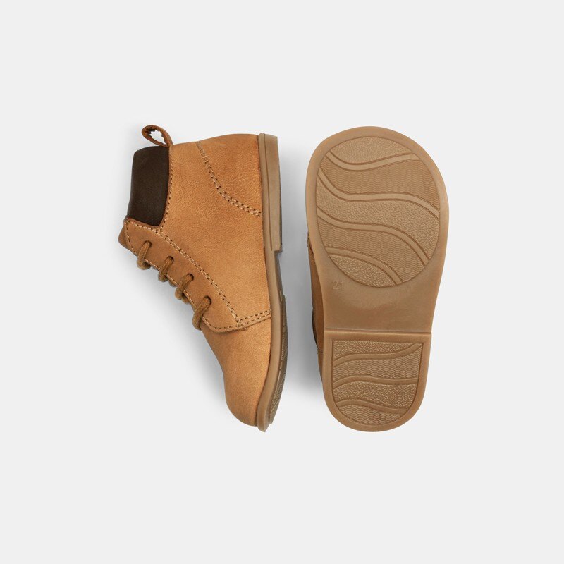Bottillons premiers pas cuir beige bébé garçon Beige