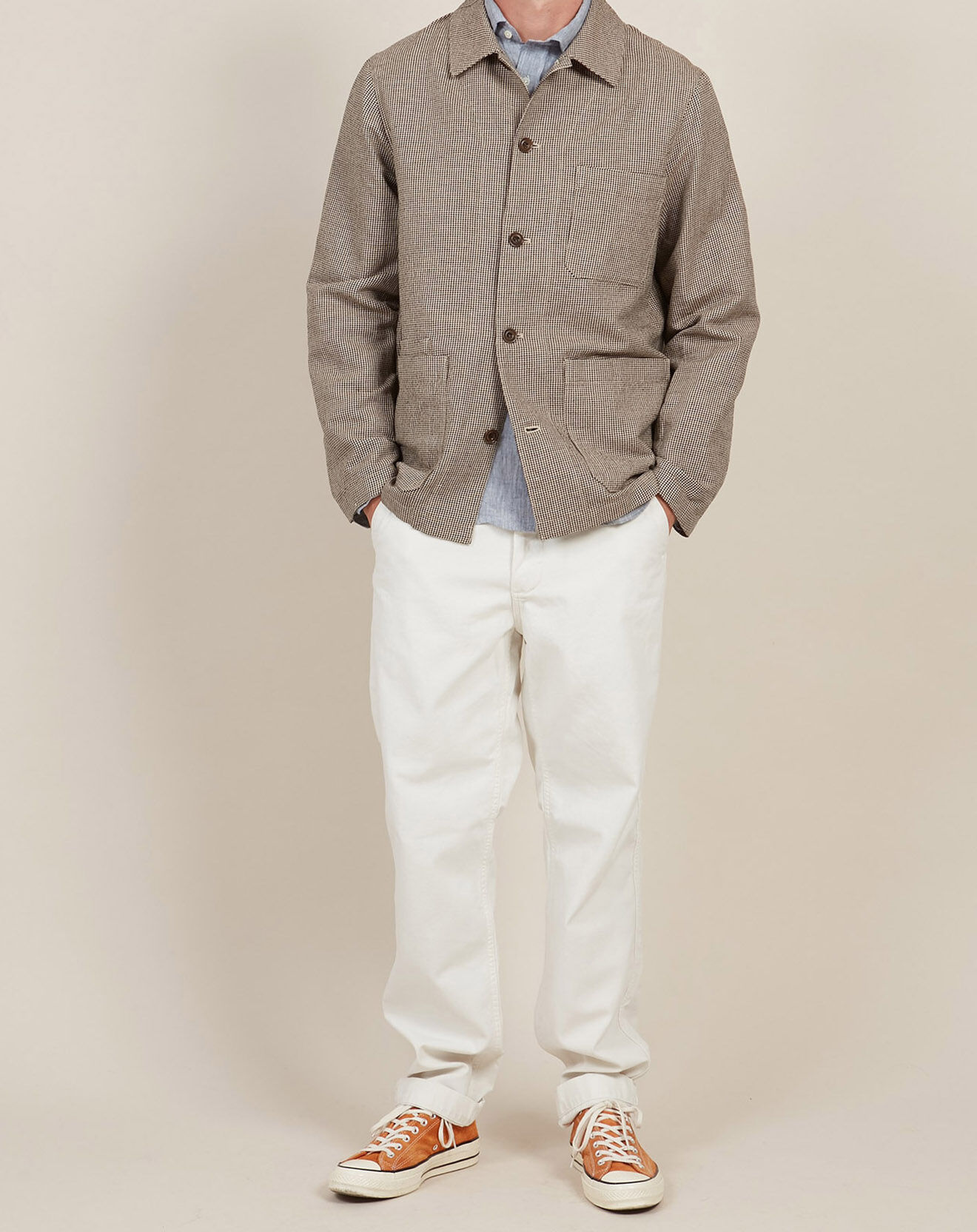 Hartford Veste en Lin & Coton Jerry marron/beige
