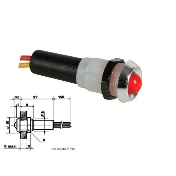 Velleman LED Piloto Red Anel Cromado 5v - 5VCR
