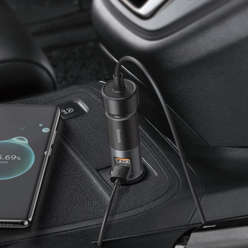 (120W) Dual USB A Auto KFZ Ladegerät mit Zigarettenanzünder PD / QC 4.0 - Schwarz