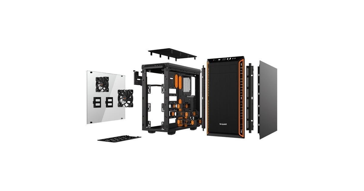 be quiet!PURE BASE 600 Window midi tower behuizing  (Zwart/oranje | 2x USB-A | Tempered Glass)