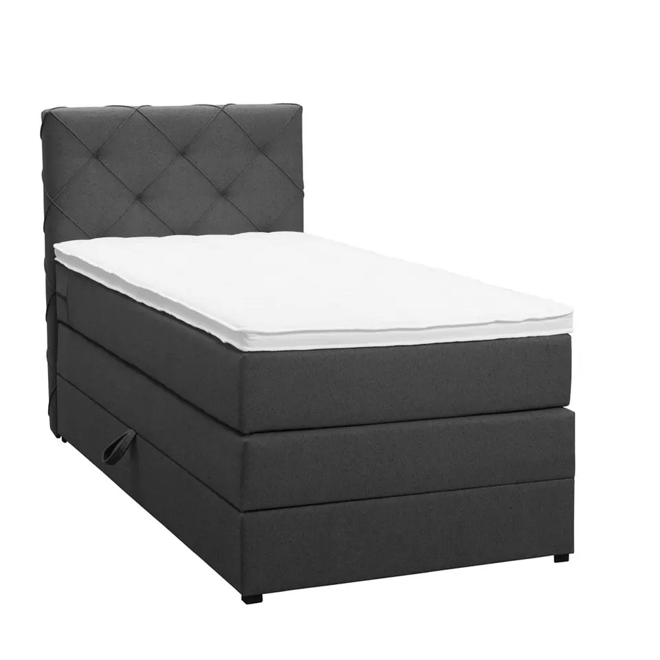 Boxspring met opbergruimte Liv geruit - antraciet - 90x200 cm