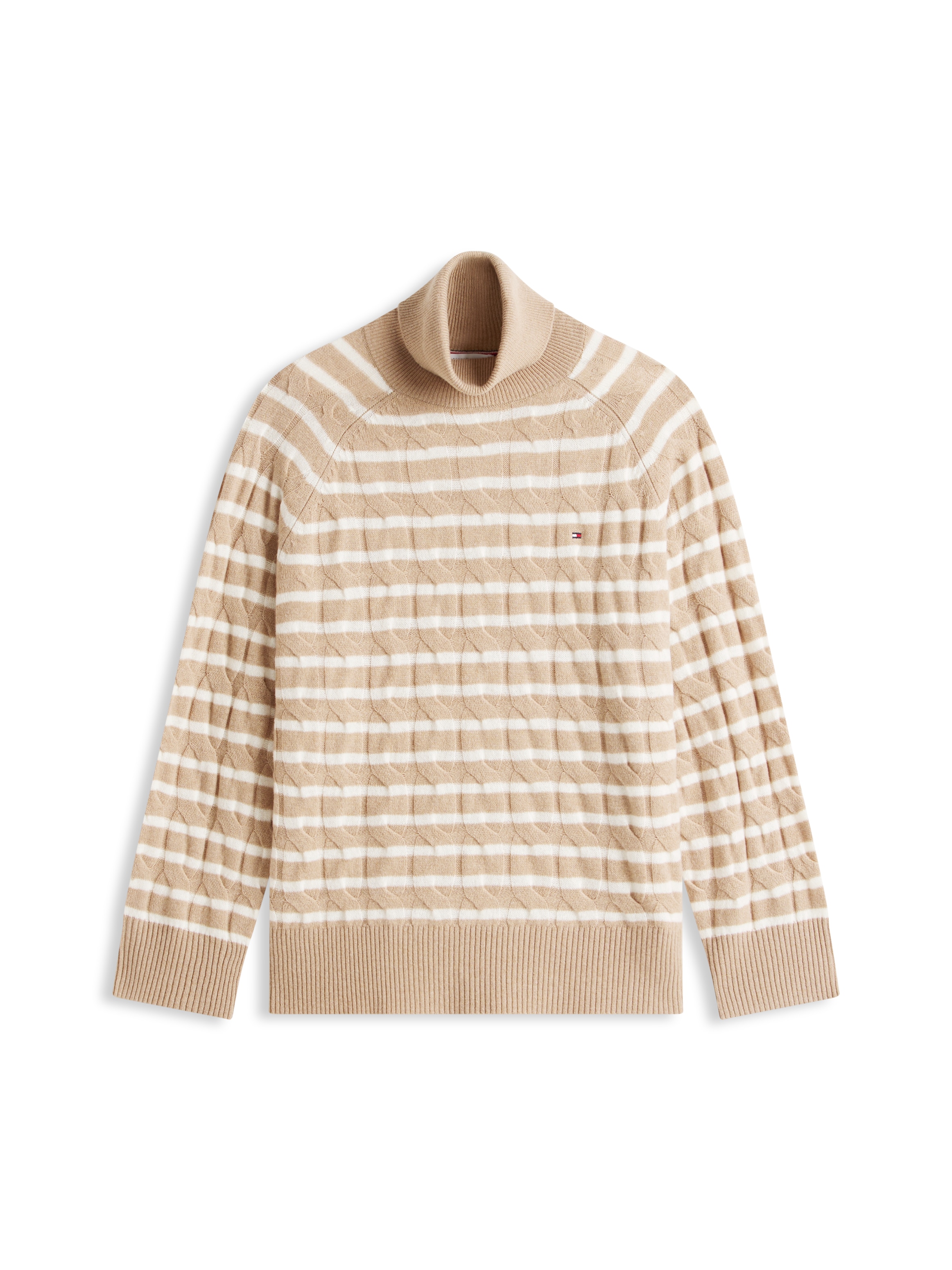 Tommy Hilfiger Curve Rollkragenpullover »CRV SOFT WOOL CABLE ROLL-NK SWT«, in grossen Grössen, mit Zopfmuster, aus reiner Wolle
