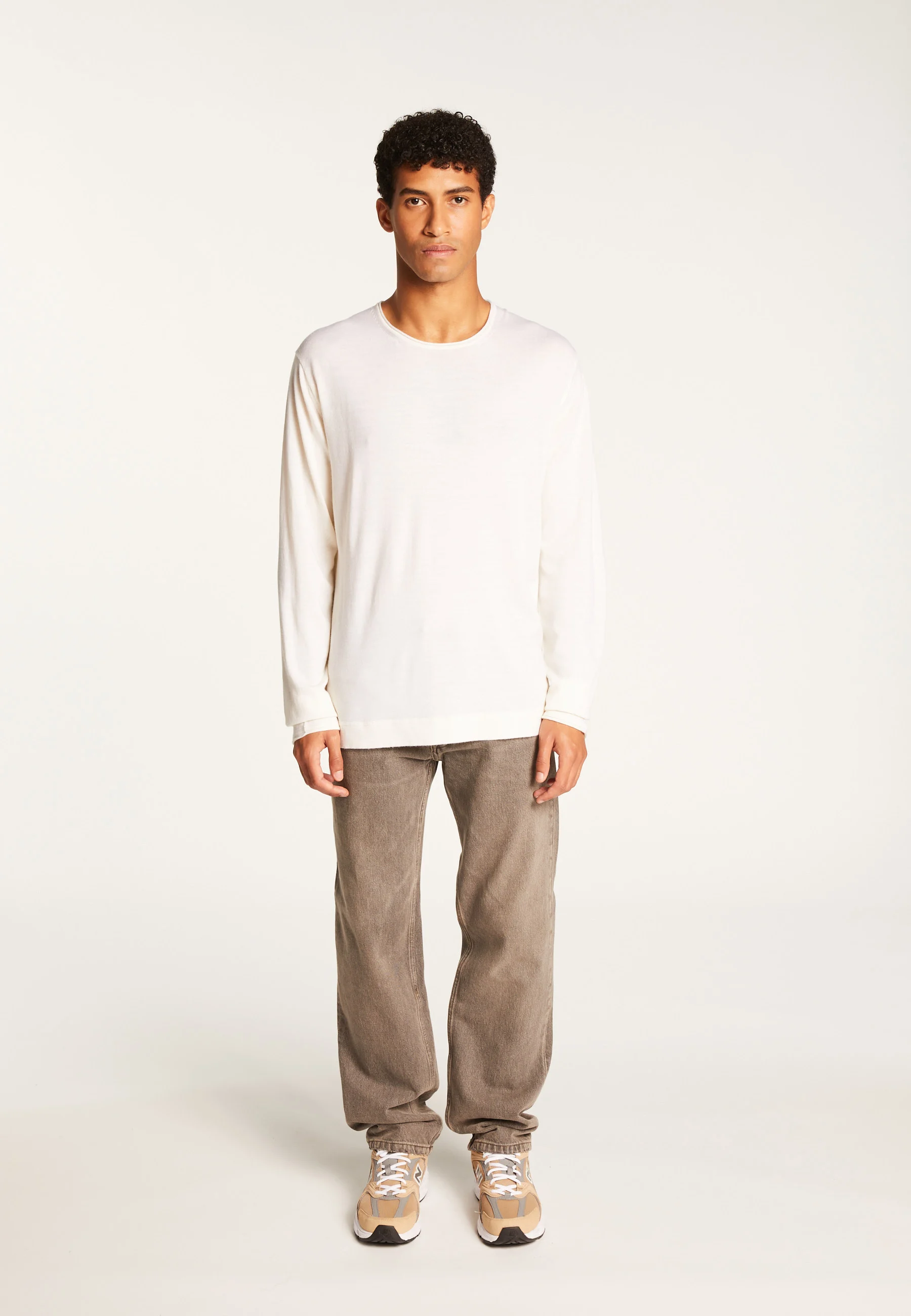 ERINAH24 - Pull col rond en laine mérinos | Blanc