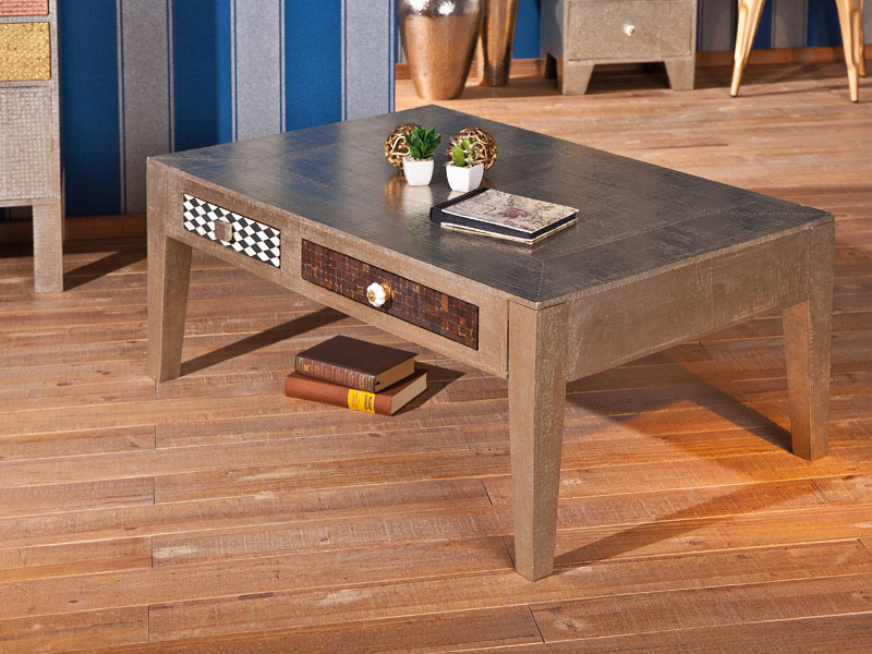 Couchtisch NOIDA - silber-braun - 110 cm