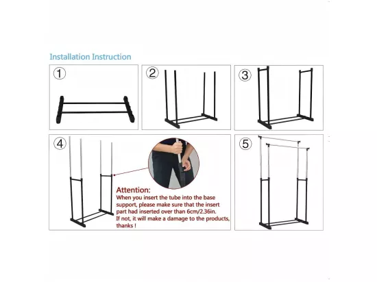 Portant à Vêtements Roulettes, Tringle à Vêtements Extensible Hauteur 90-160 cm, avec Porte-chaussures, charge max. 50Kg, 2 Tringles