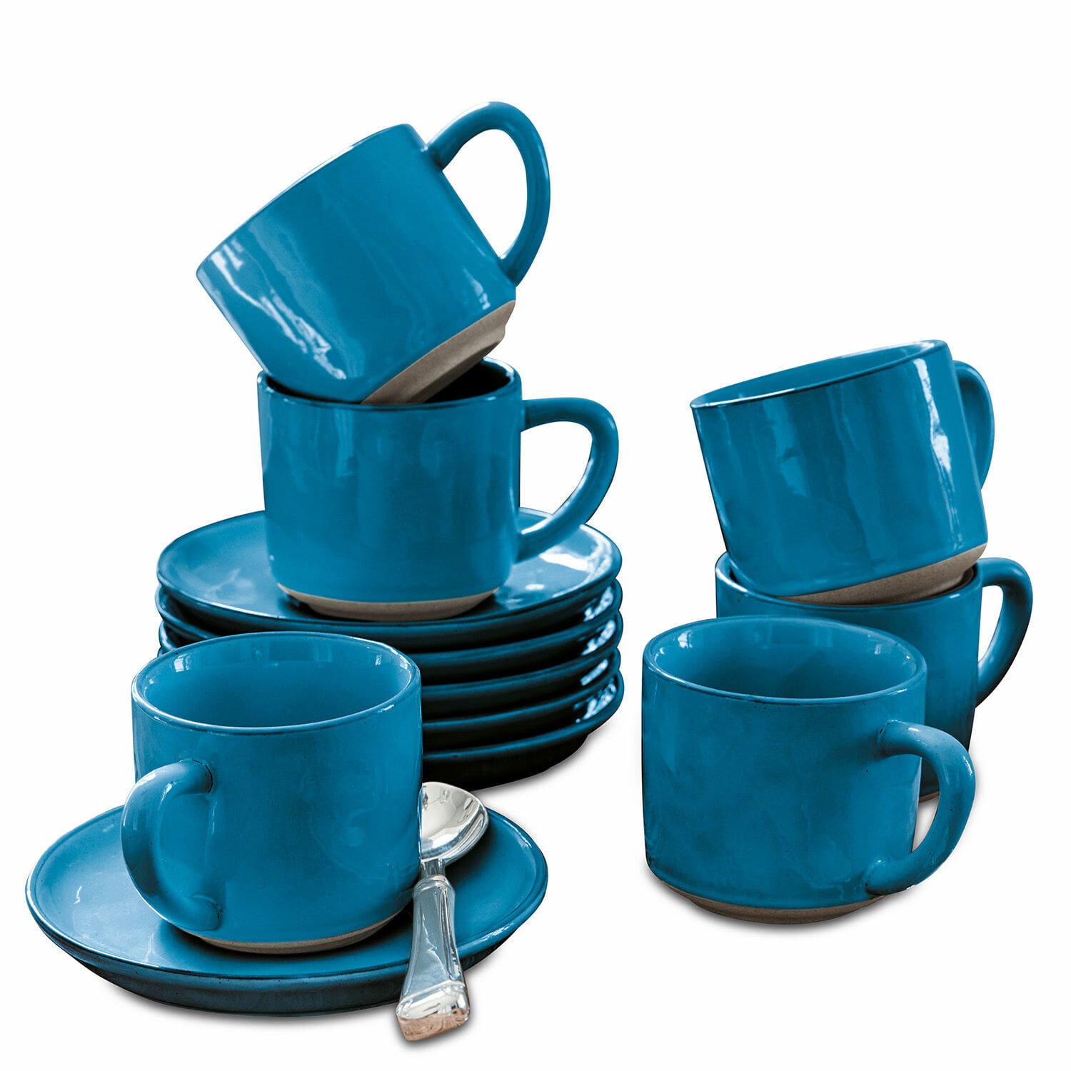 Tasse mit Untertasse 6er Set Biarré blau