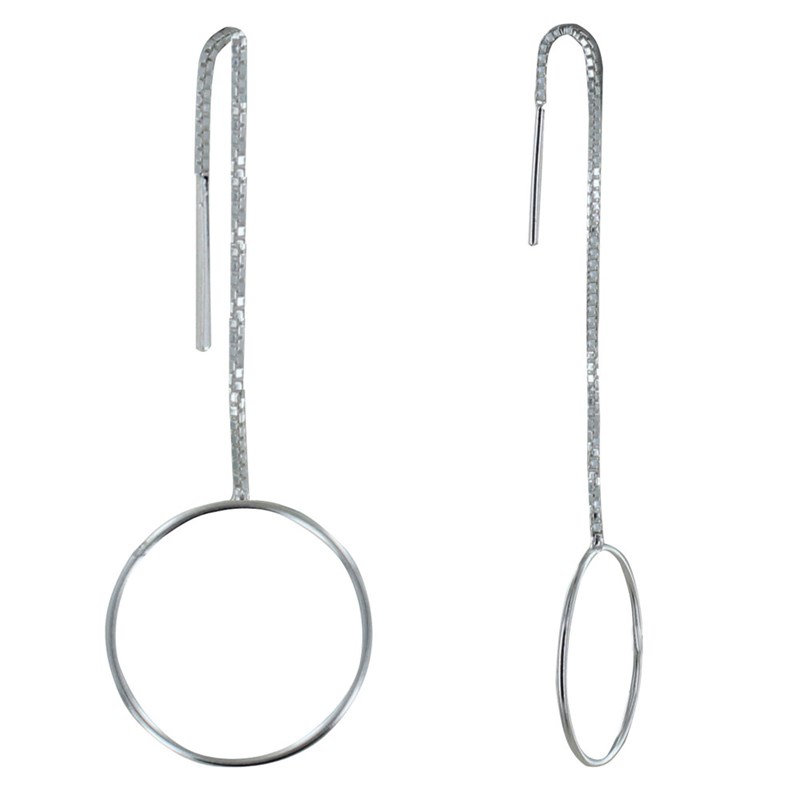 Boucles d'Oreilles Argent Chaine Vénitienne et Cercle