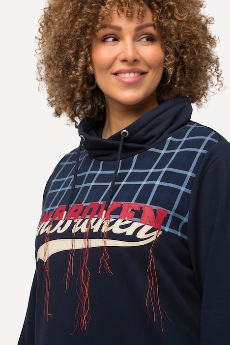 Sweatshirt, Karo, Frottee, Stehkragen, Langarm