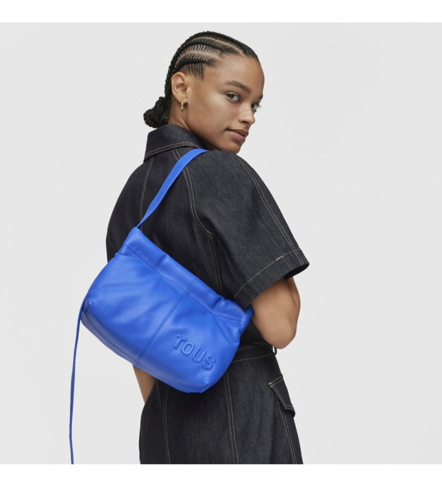 Bolsa de ombro Tous T Dolsa em couro azul elétrico