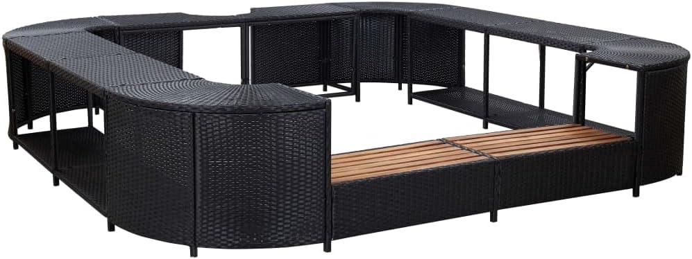 Whirlpoolrahmen, Rahmen für Whirlpool, für den Außenbereich, quadratisch, schwarz, 268 x 268 x 55 cm, Polyratten