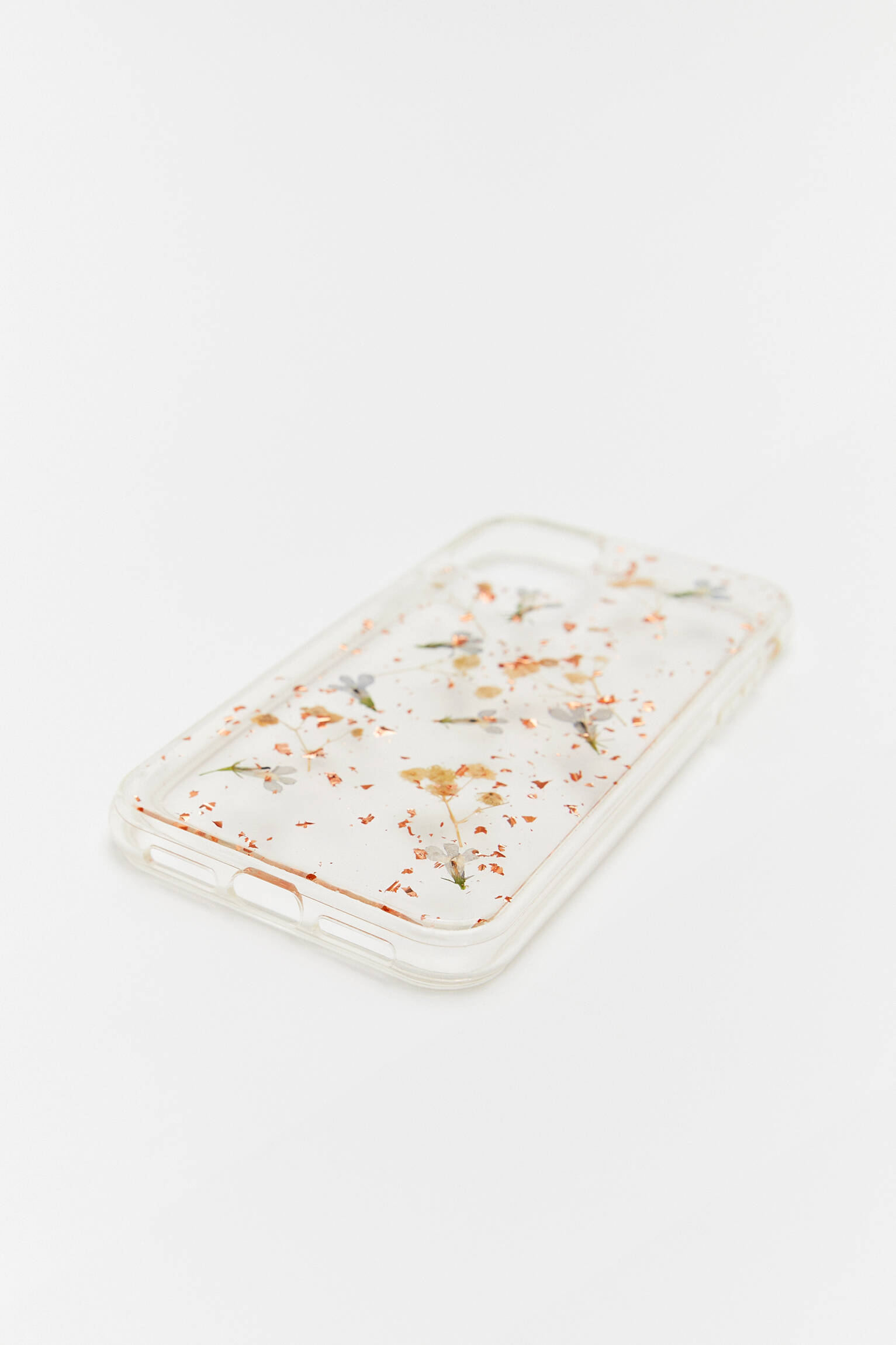 CAPA PARA IPHONE COM FLORES SECAS - AZUL
