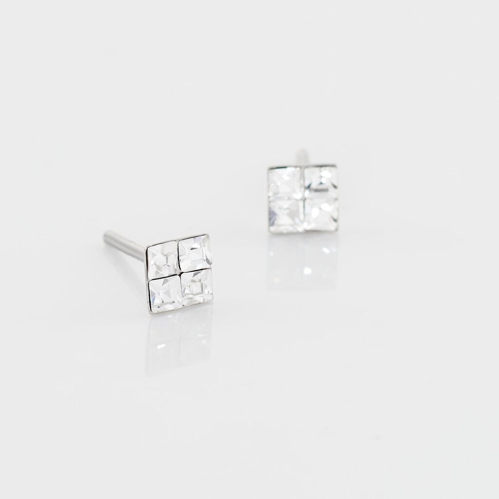 Boucles D'oreilles Puces Eve Argent Blanc Oxyde De Zirconium