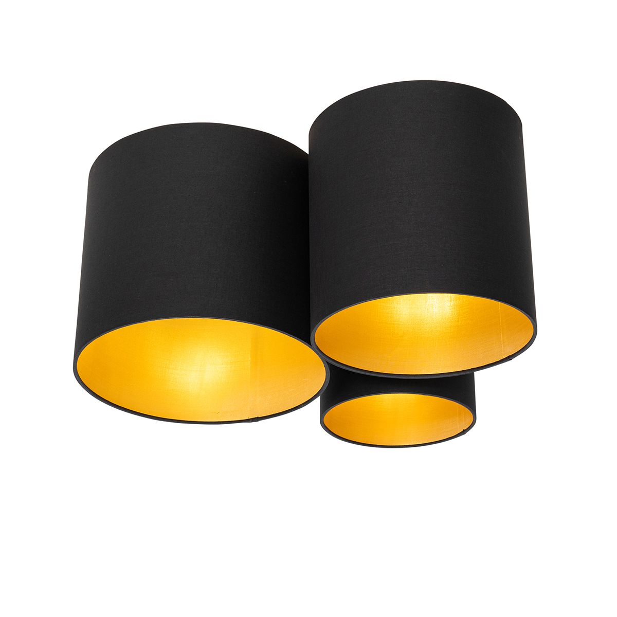 Plafondlamp zwart met gouden binnenkant 3-lichts - Multidrum