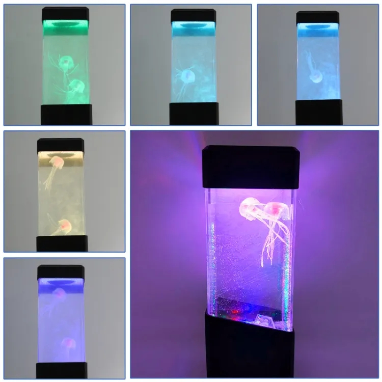 (230x75mm) LED Aquarium Lava Lampe Deko Stimmungsleuchte mit Quallen / Farbwechsel (USB)