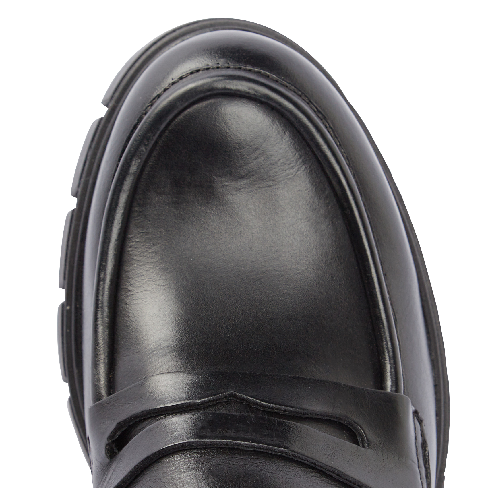 ARON - Mocassins crantés à talons en cuir| Noir
