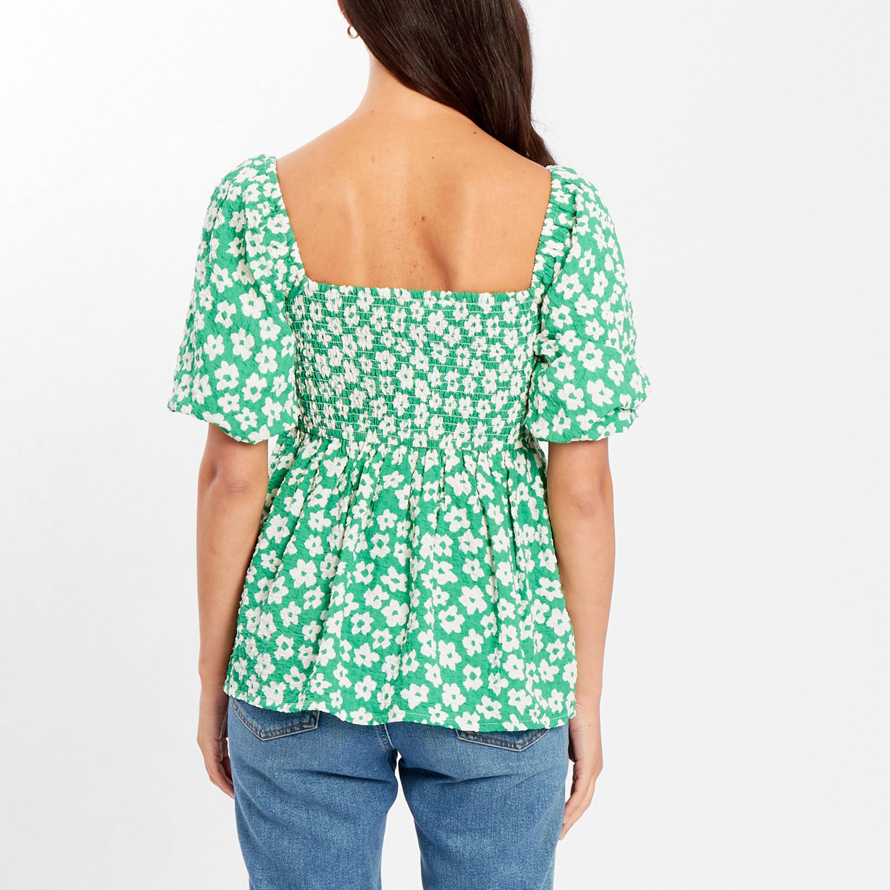 Be You Square Square Neck Puff Slv Top