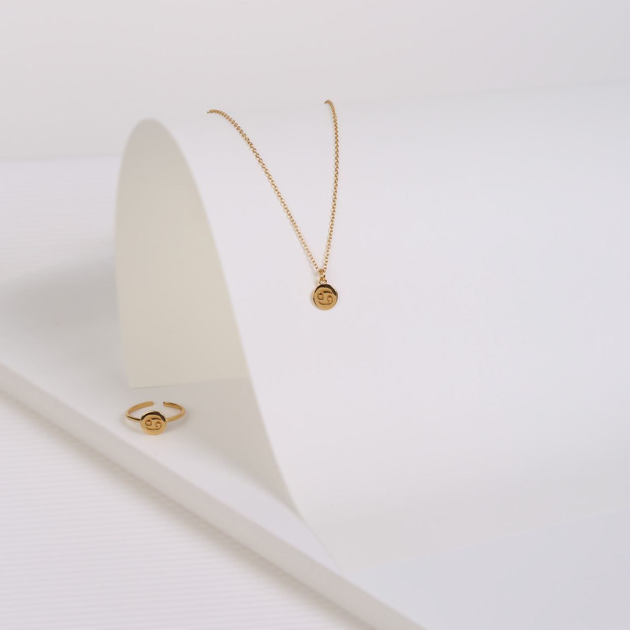 Zilveren ketting&hanger gold disc sterrenbeeld