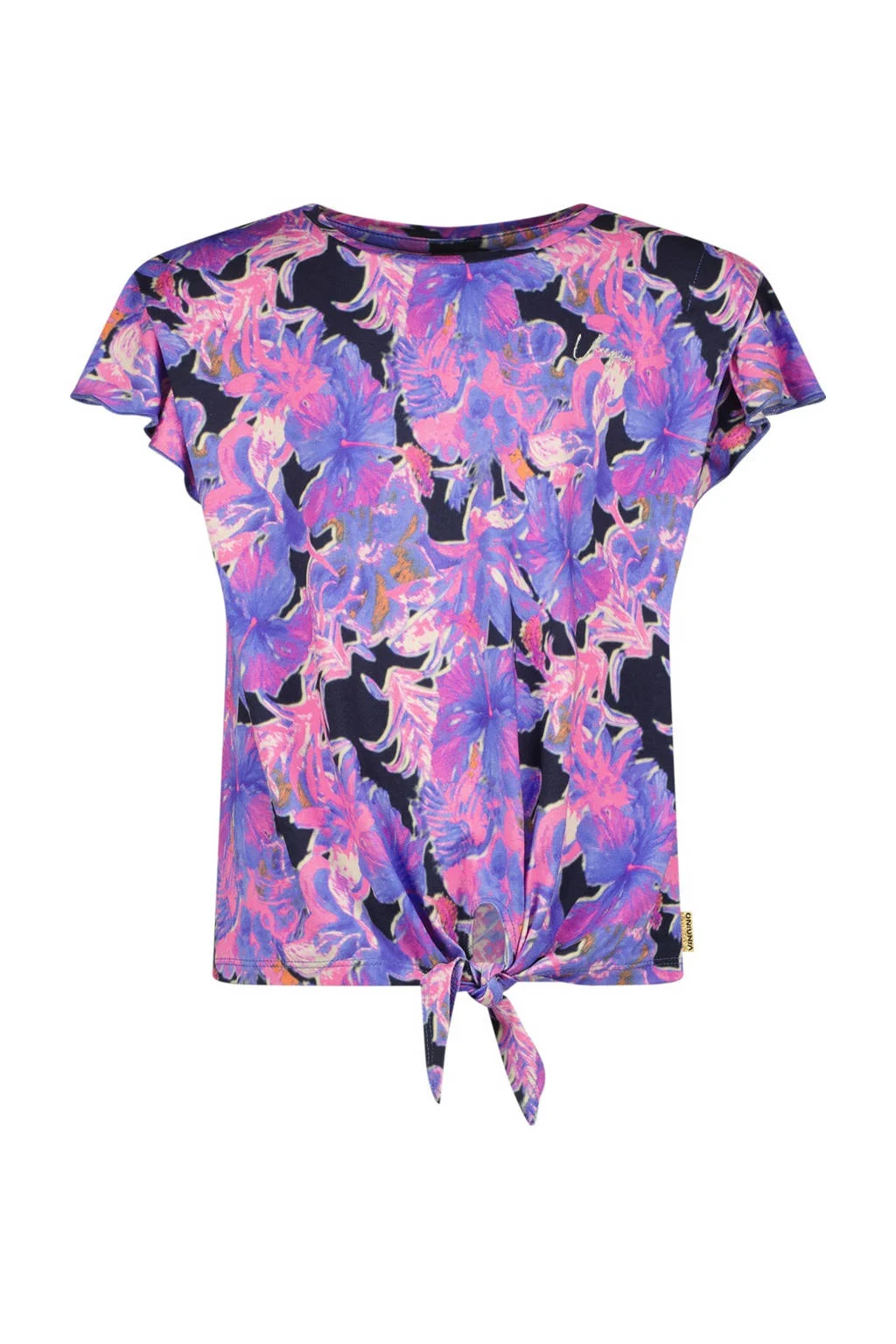 Vingino T-shirt met all over print paars/donkerblauw