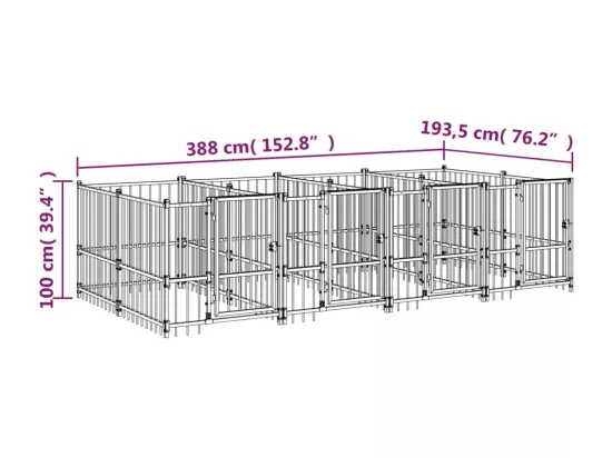 Chenil cage enclos pac noire 388 x 193.5 x 100 cm 02_0041877