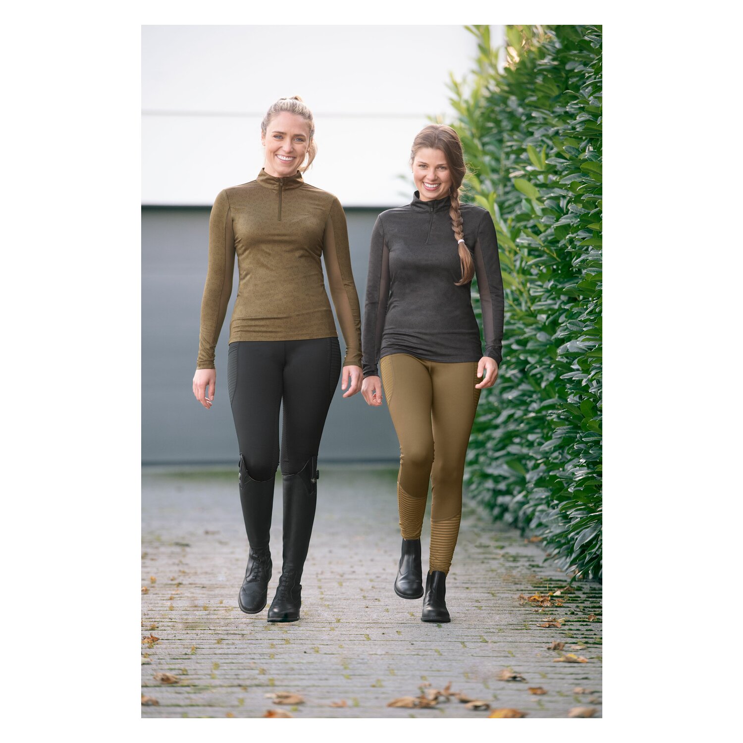 Cheval de Luxe Hochbund-Reitleggings mit Mesh - olive