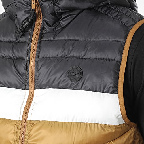 Doudoune Capuche Sans Manches Hero Camel Noir Blanc