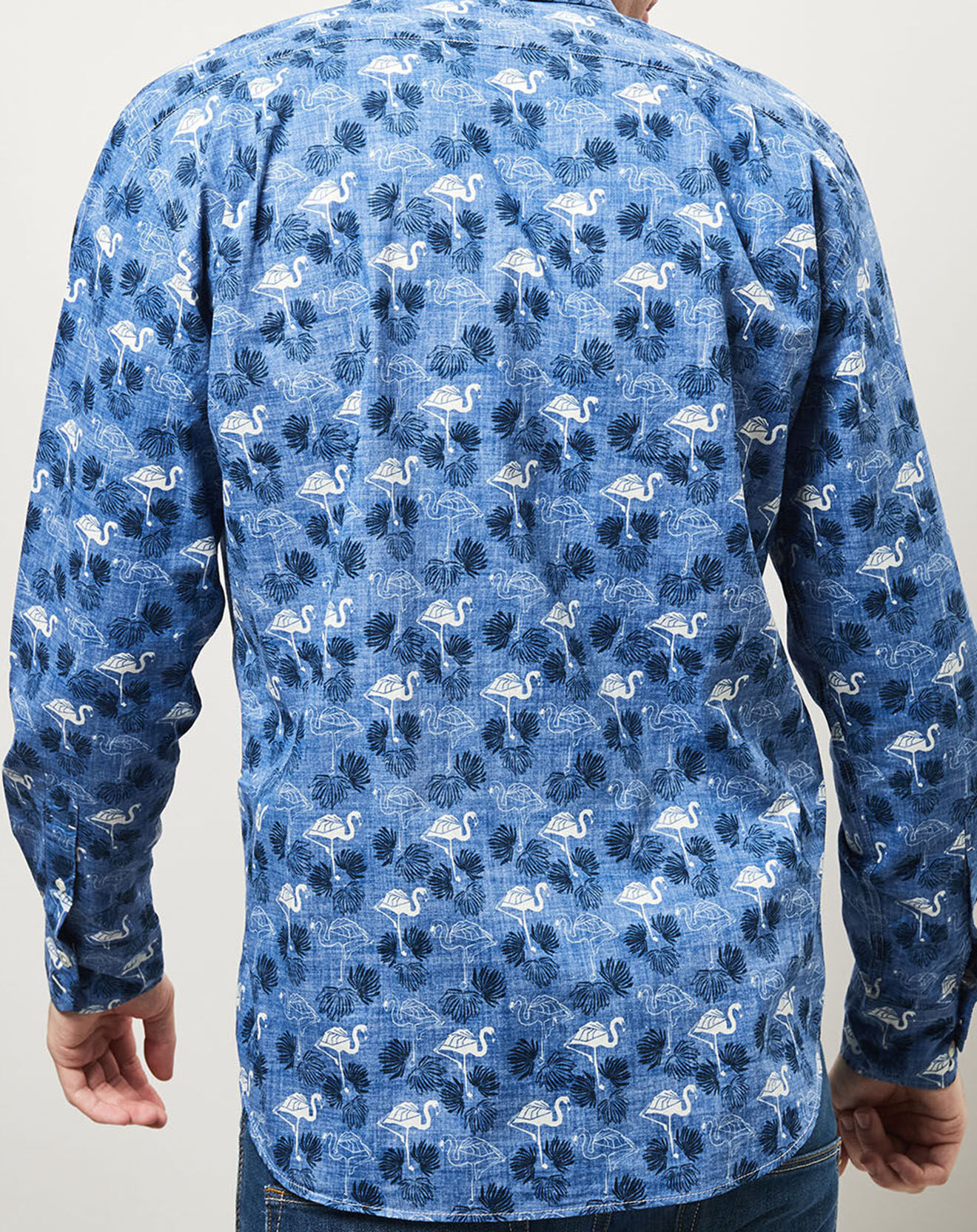 Hartford Chemise regular Paul imprimé flamant bleu/blanc
