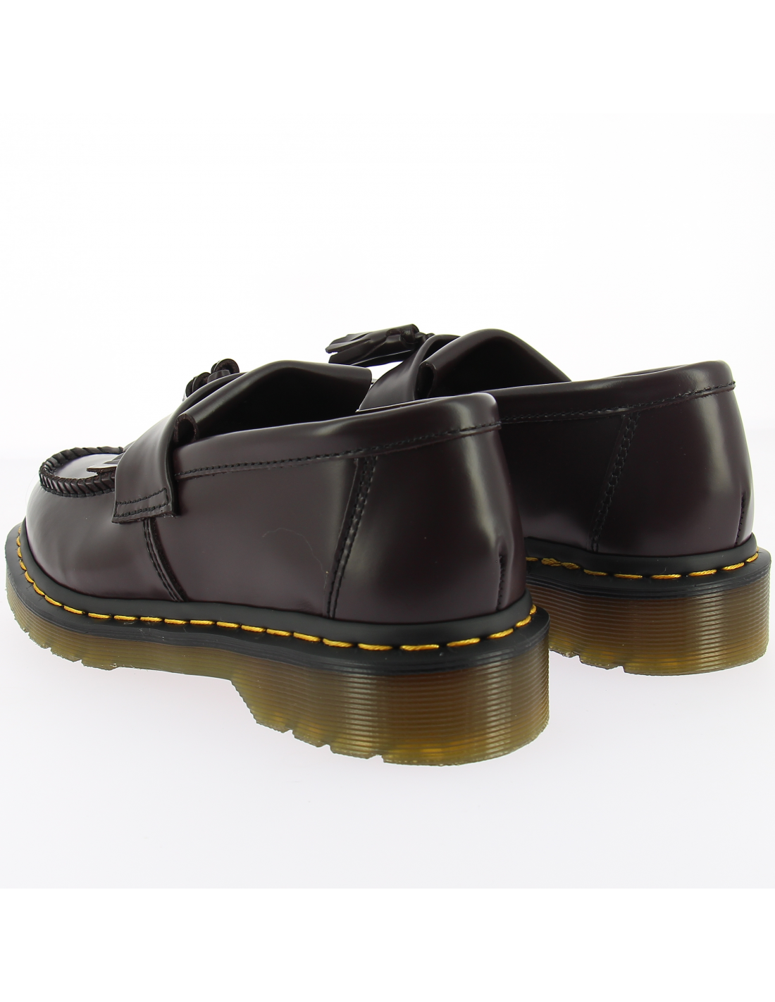 dr martens mocassins pampilles femme adrian yellow stitch cuir smooth bordeaux foncé