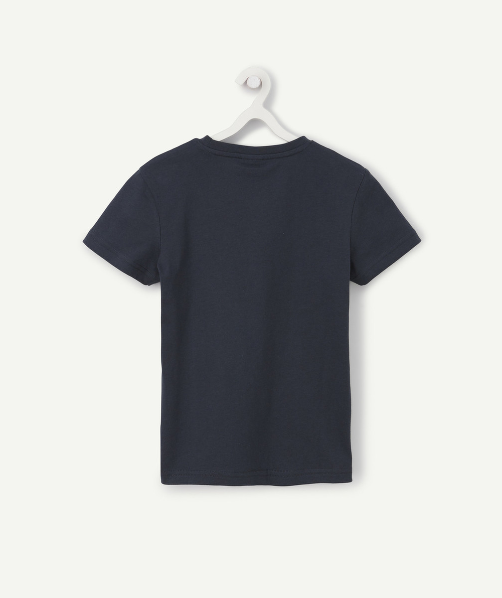 T-SHIRT UNI GARÇON EN COTON BIOLOGIQUE BLEU MARINE