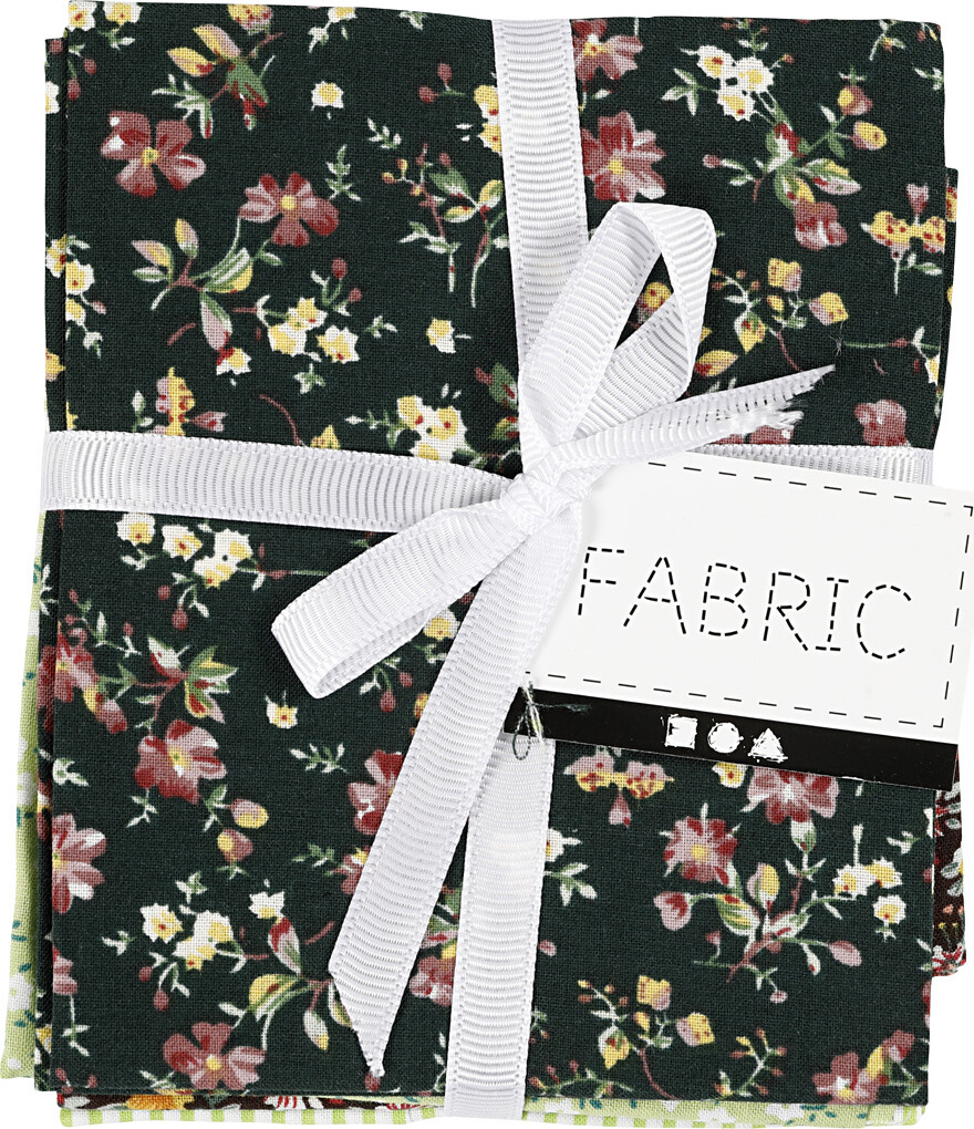 Patchworkstof - Str. 45X55 CM - 100 G - Grøn - 4 Stk./ 1 Bundt