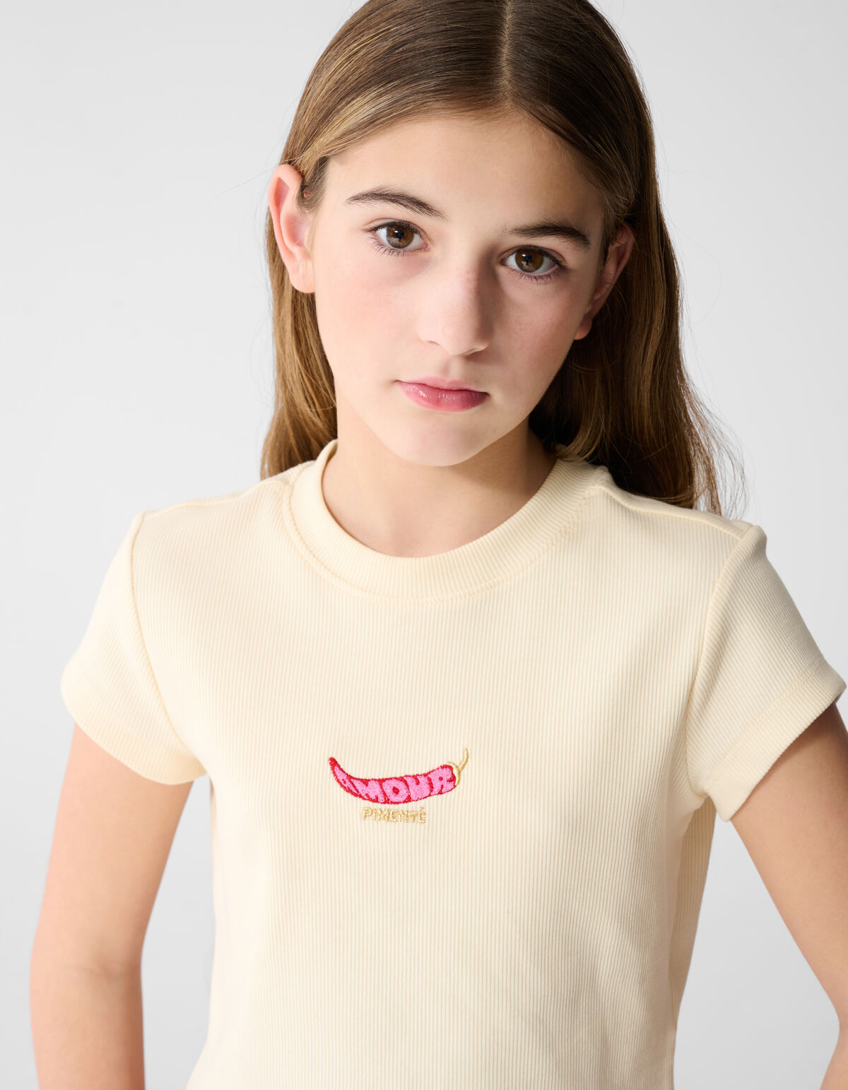Rib Pepper Crop Top Gebroken Wit