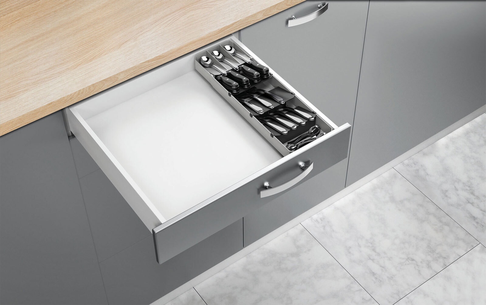 metaltex Besteck-Organizer UNI FIT 2er Set grau