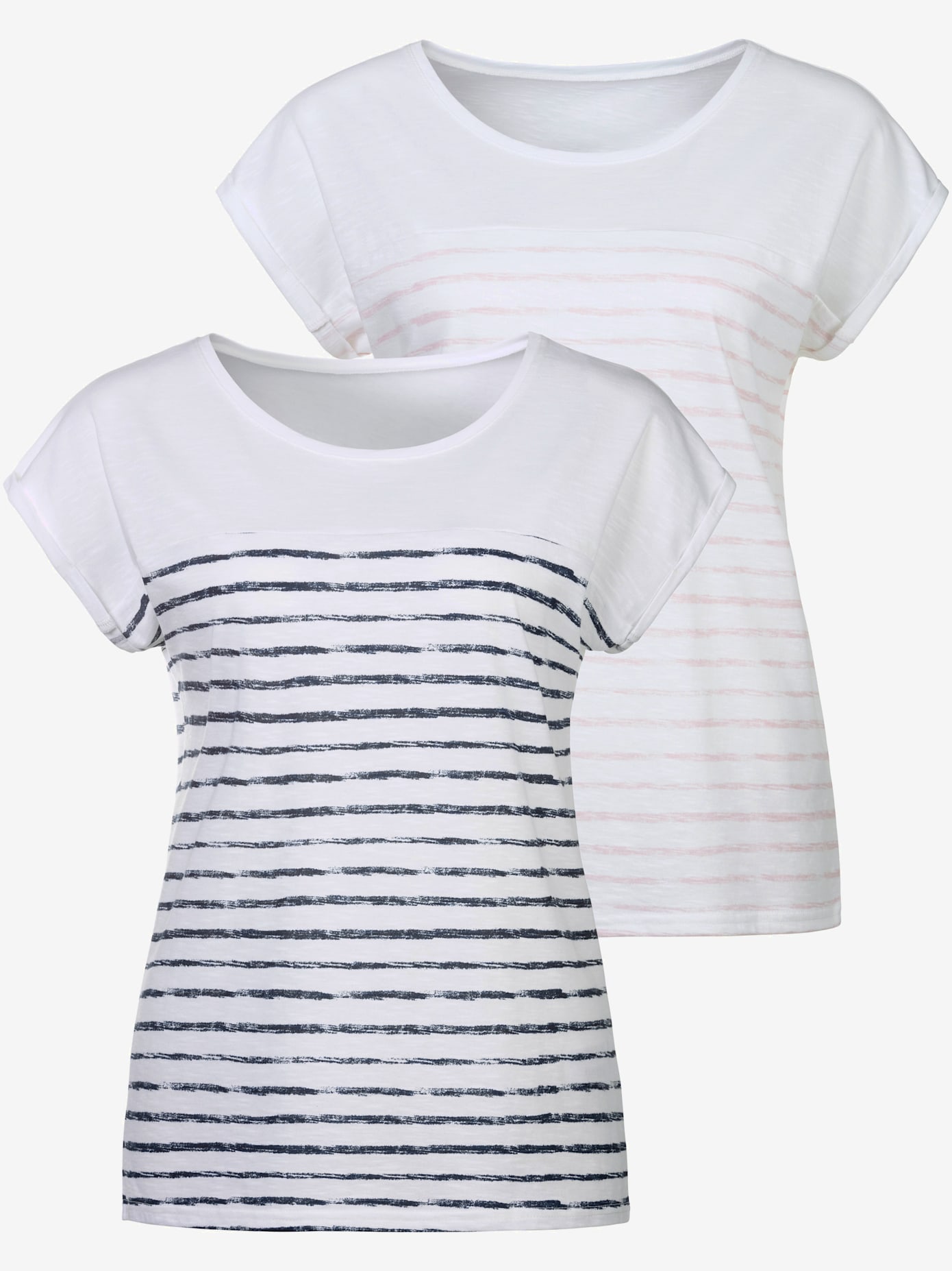 T-shirt manches à bords francs avec ourlet à revers