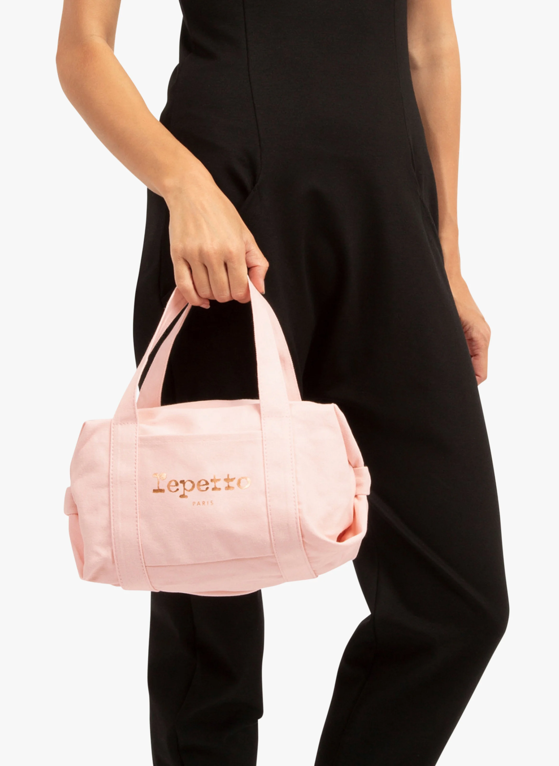 Sac épaule polochon logo imprimé en coton| Rose