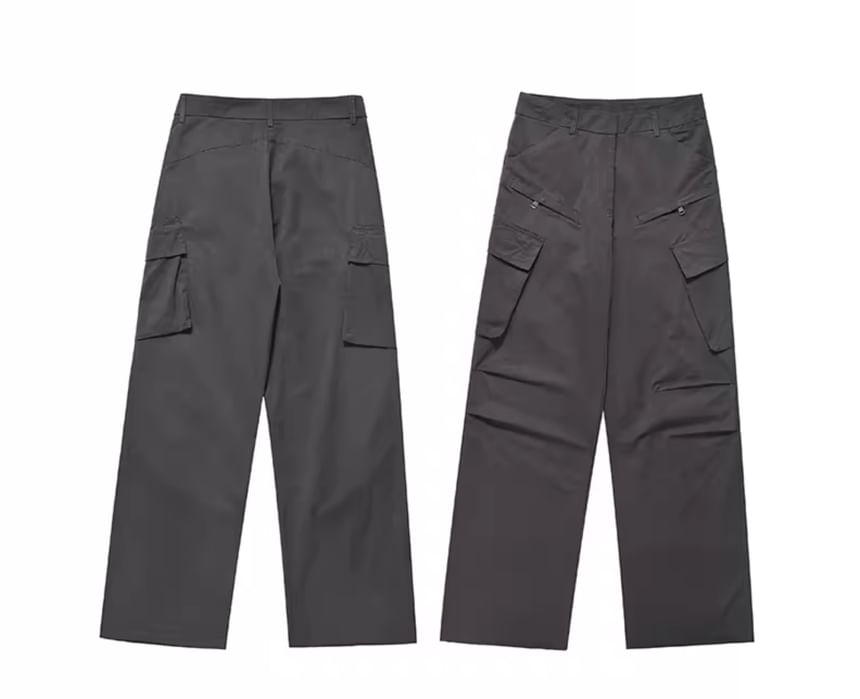 Adotuastic - Cargobroek met wijde pijpen en effen taille