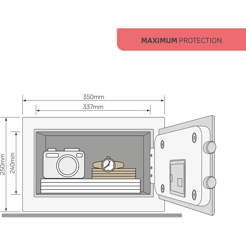 Coffre-fort Protection Maximum Haute Sécurité Biométrique motorisé 18,6 L - serrure électronique et à empreinte digitale Yale