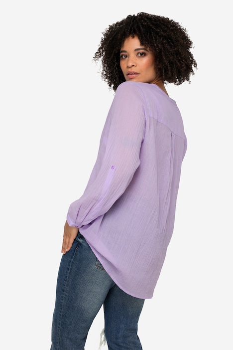Bluse, Hemdkragen, Ärmel mit TurnUp