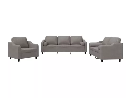 Ensemble de canapés 3 pcs avec coussins taupe tissu
