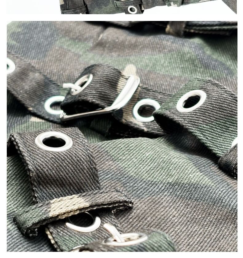 Romilan - Beenwarmers met camouflageprint en gespen