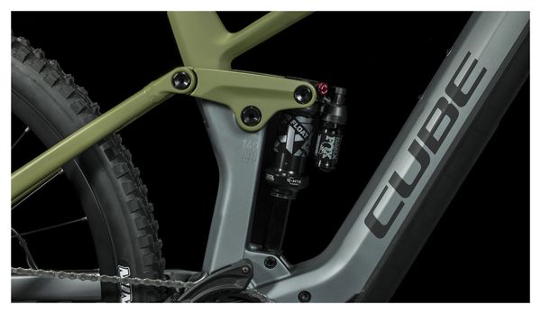 VTT Électrique Tout-Suspendu Cube Stereo Hybrid 140 HPC TM 750 Sram GX Eagle 12V 750 Wh 29'' Gris Flash Vert Olive 2024