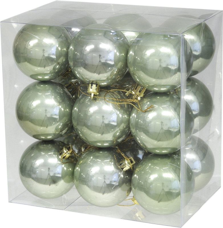 Othmar Decorations - Set van 18 Kerstballen - Salie Groen - Kunststof