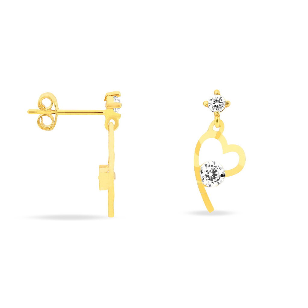 Boucles D'oreilles Pendantes Romance Or Jaune Oxyde De Zirconium