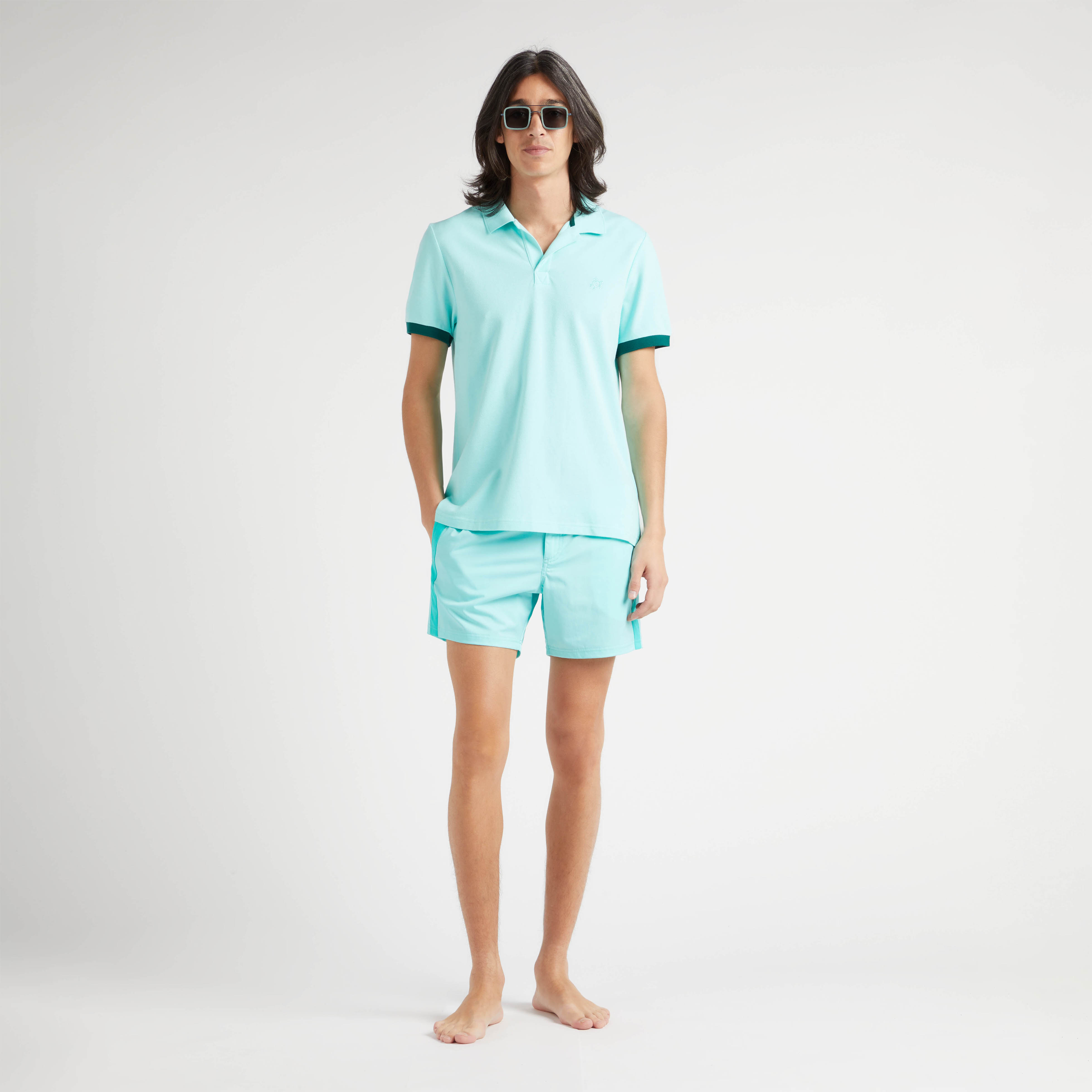 Maillot de bain Court Stretch Ceinture Plate Homme Color Block
