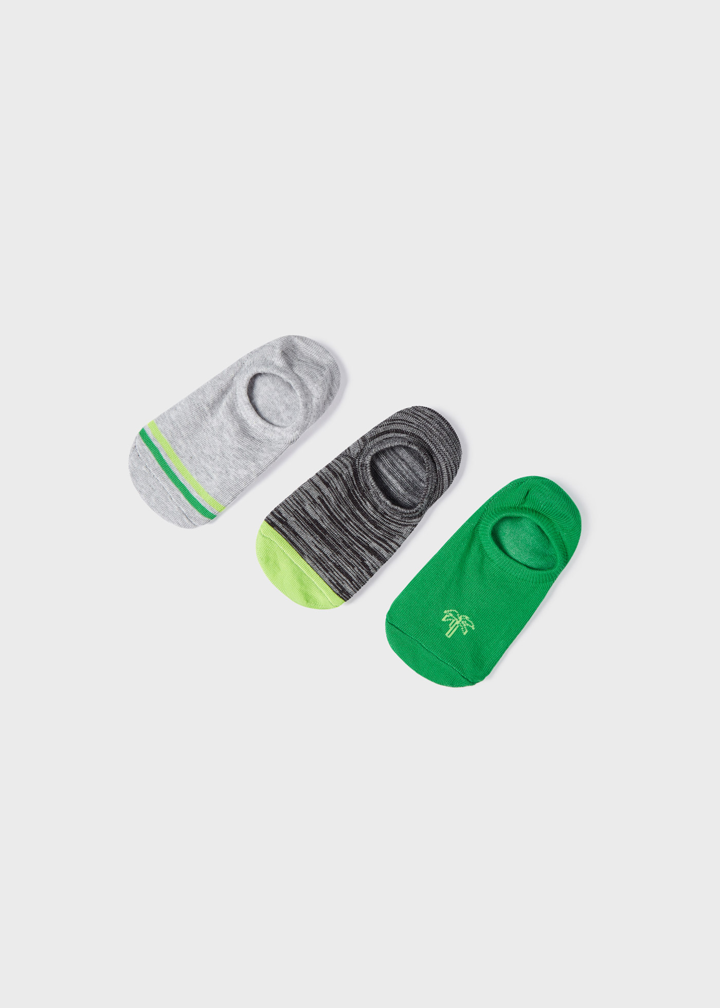 Pacote com 3 pares de meias invisíveis de algodão para meninos