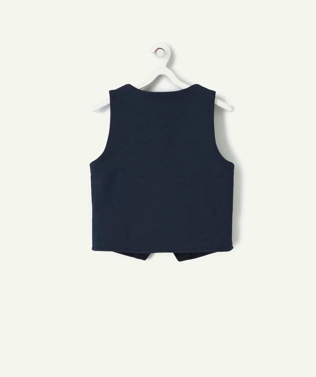 VESTE DE COSTUME SANS MANCHES GARÇON EN FIBRES RECYCLÉES MARINE