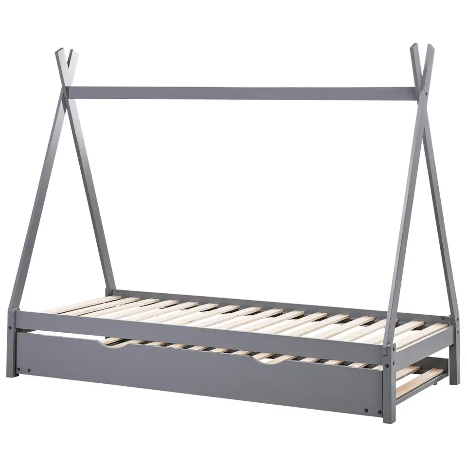 TALMONTIERS - Onderschuifbed - Grijs - 90 x 200 cm - Grenenhout